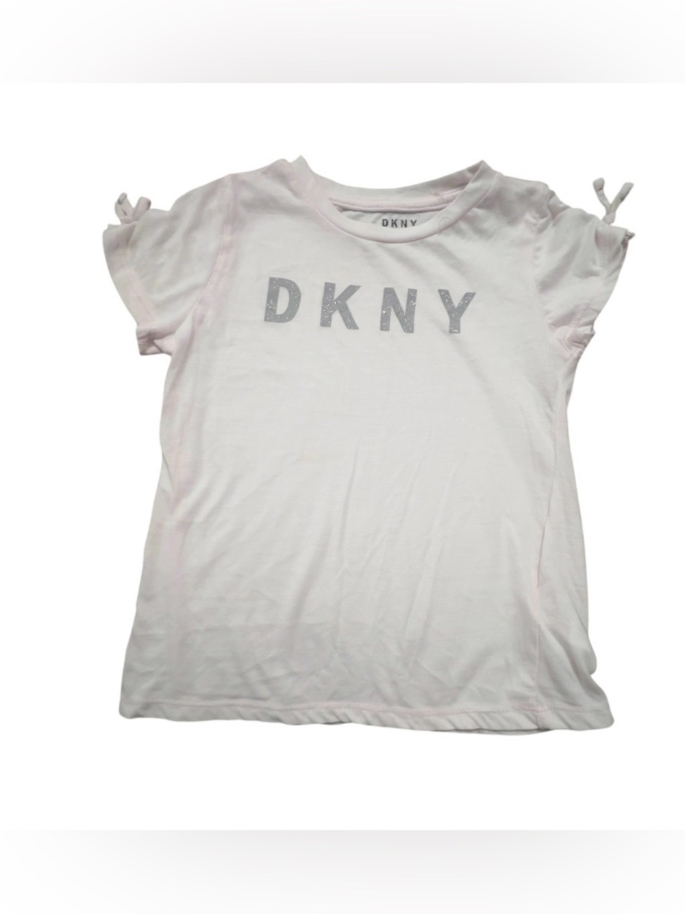 DKNY Light Pink Short-Sleeve Logo Tee with Tied Sleeves